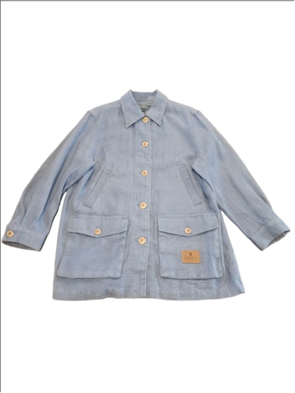 Women's Lauren Ralph Lauren Vintage 90s Blue Linen Utility Chore Jacket M